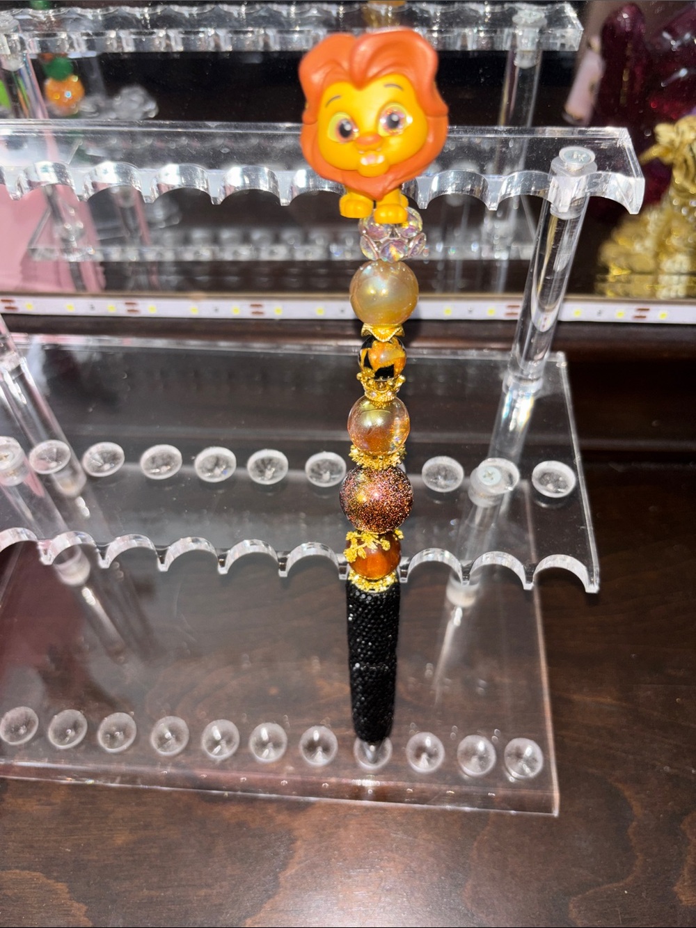 Orange Lion Beaded Pen